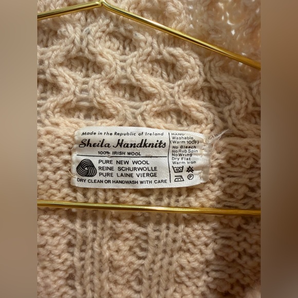 100% Irish Wool Chunky Sheila Handknits crochet Cardigan Sweater vintage - Picture 5 of 6